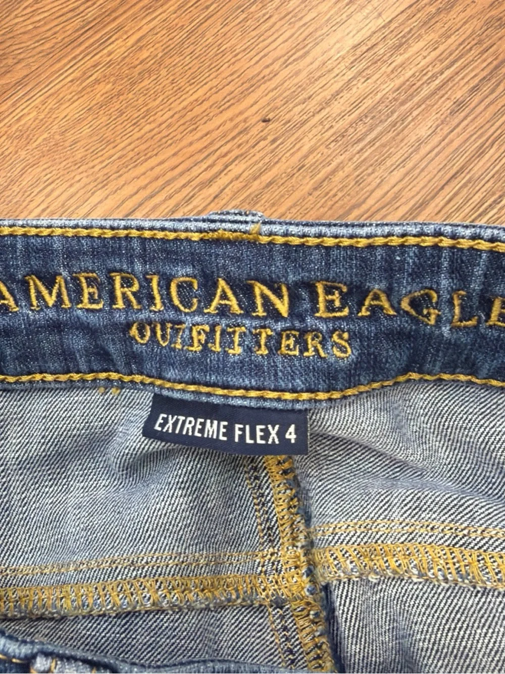 American Eagle Outfitters Men's Distressed Medium Blue Slim Straight Jeans